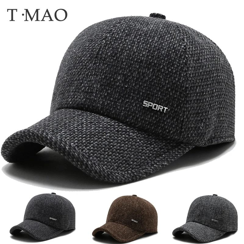 T-MAO Мужская бейсболка зимние шапки для мужчин Вельветовая утепленная Защитная