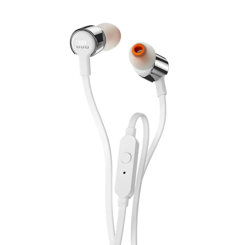 Серебристый JBL T210 3,5 мм проводные наушники стерео бас Музыка спортивная Гарнитура 1 кнопка дистанционного вызова с микрофоном для iPhone/Xiaomi/huawei - Цвет: Серебристый
