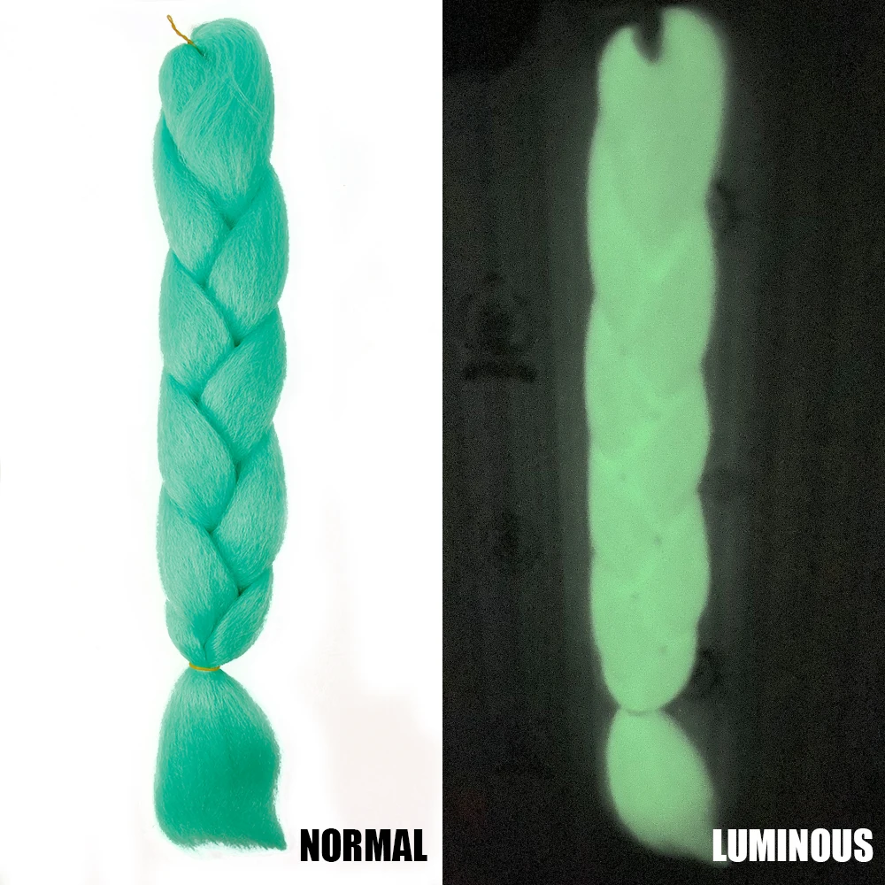 Neon Glowing Hair Florescent Light Braiding Hair Synthetic Jumbo Braids Shining Hair in the Darkness 24inch 100g kanekalon - Цвет: #8