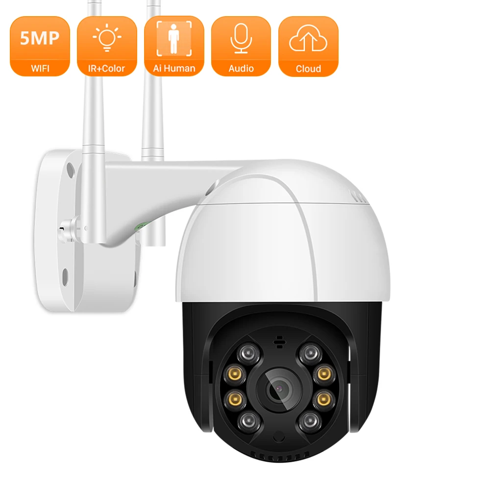 

5MP Wifi IP Camera AI Human Detection Wireless Outdoor Camera PTZ Speed Dome External Waterproof Color Night ICSEE Camera