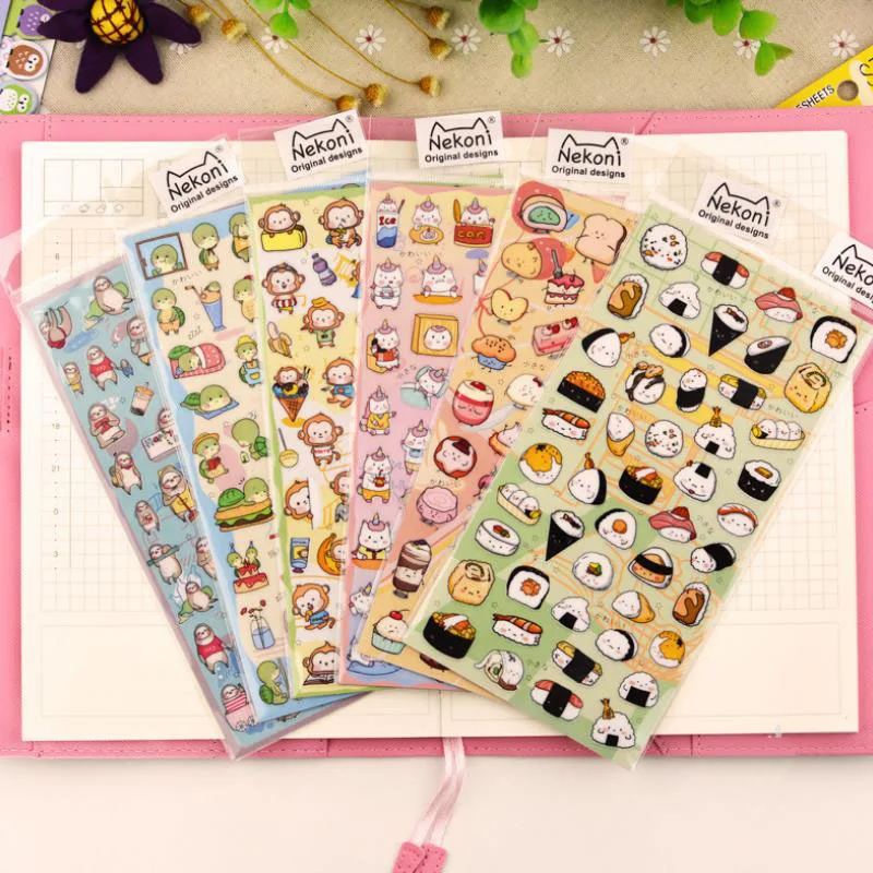 1 лист мультяшных суши торт Декор Наклейка животное обезьяна Кот наклейка для