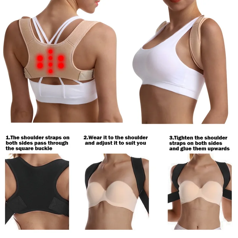 

HEFLASHOR Women's Shapewear Tops Magnetic Slimming Compression Short Sleeve Crop Top Arm Shapers Push up Chest Posture Corrector