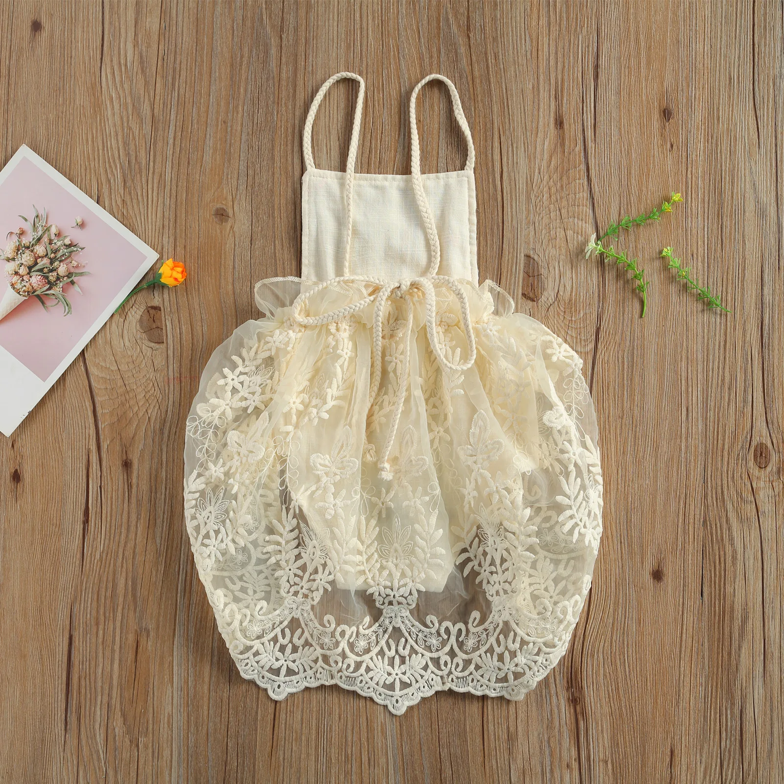 

Pudcoco 0-24M Toddler Baby Girl Summer Sequined Pearl Flower Lace Dress-Style Sleeveless Backless Bodysuit Princess Photography
