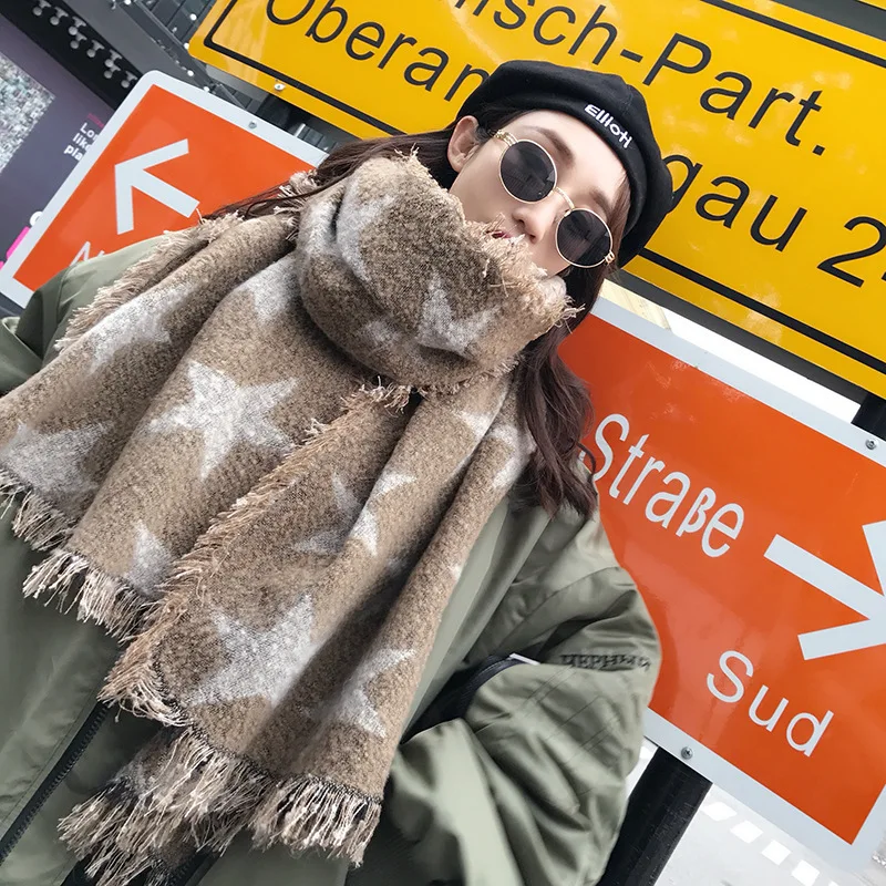 

Autumn winter 2019Pentagram new thickened cashmere like women's super large shawl,New thickened warm cashmere like women's scarf