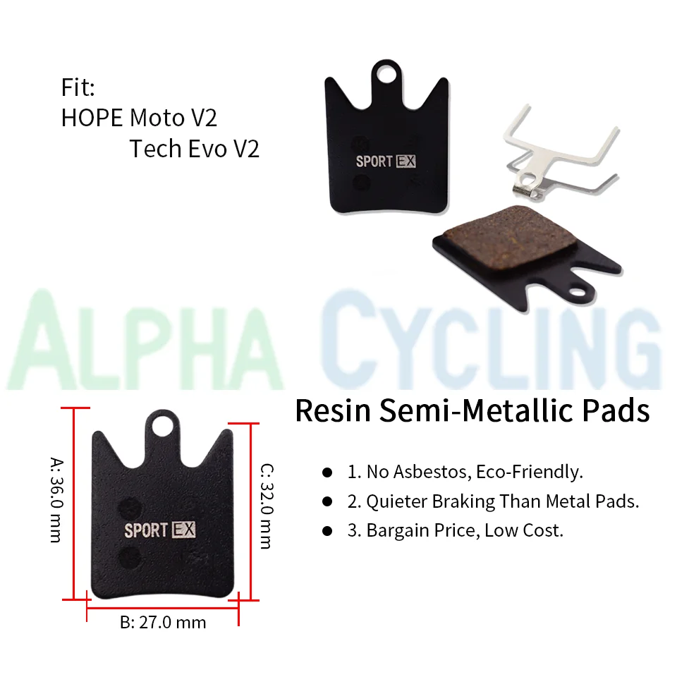Bicycle Brake Pads for HOPE Moto V2 Tech Evo Caliper 4 Pairs Sport EX Class Resin | Спорт и развлечения