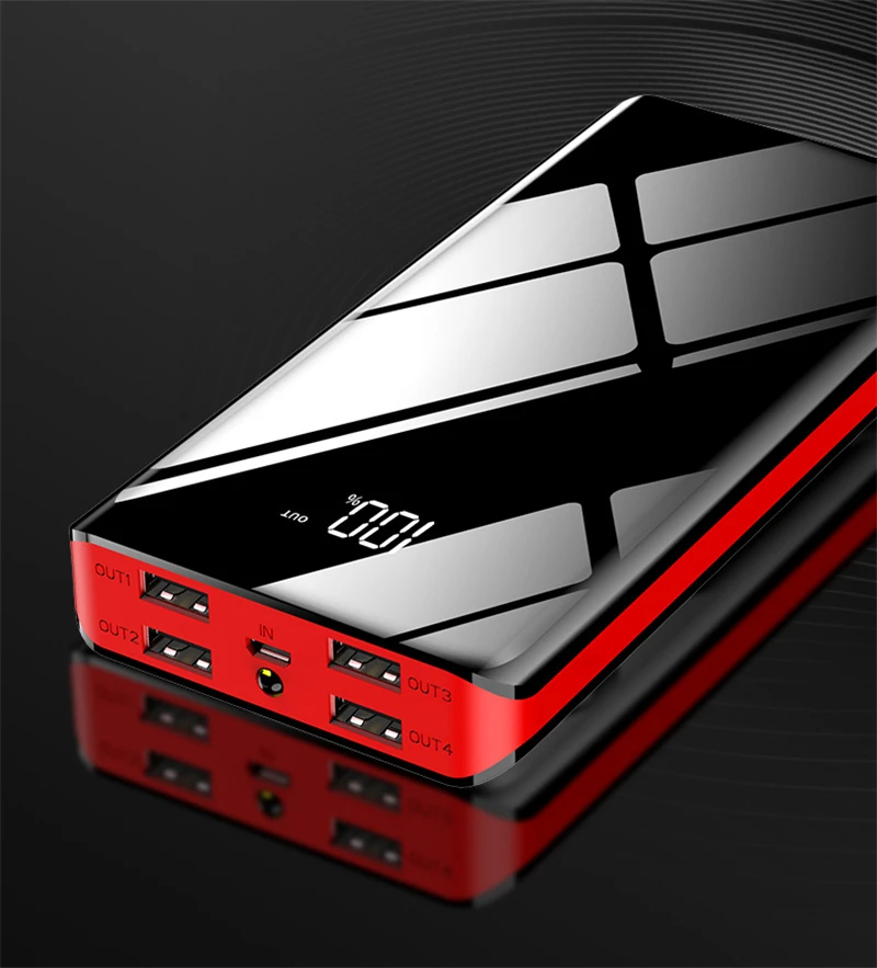Портативное зарядное устройство с зеркальным экраном внешний аккумулятор 30000