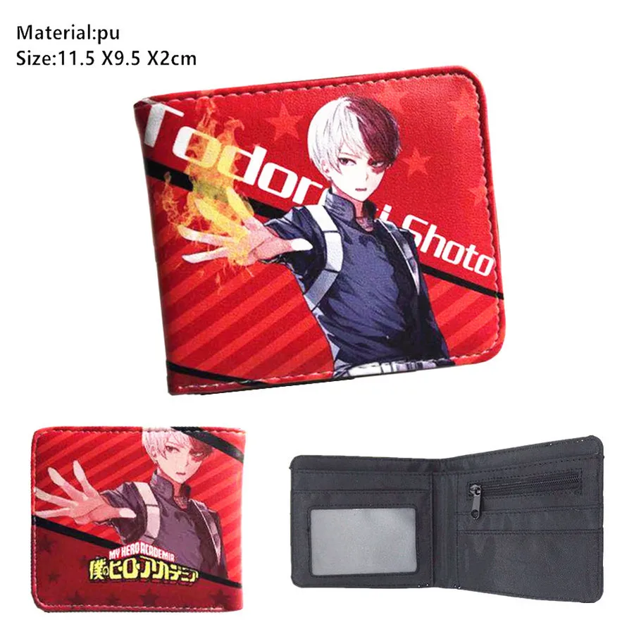 

Anime My Hero Academia Leather Wallet Midoriya Izuku PU Short Photo Card Holder Layers Boys Girls zip Coin Cartoon Print Purse