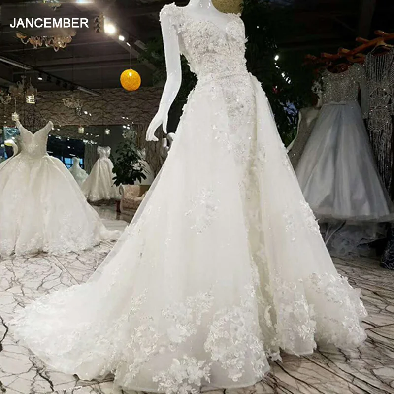 LSS005 свадебное платье с кружевомРоскошное со съемным кружевным кружевом на