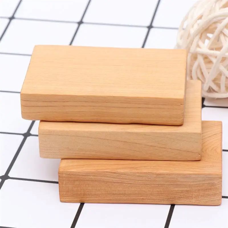 

2 Pcs Thicken Wooden Block DIY Craft Cutout Smooth Wood Block for Art Crafts Project (Wood Color)