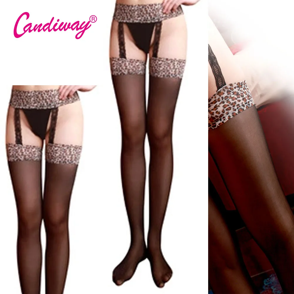 Пикантные модные кружевные топы и чулки с леопардовым принтом Интимный Женский