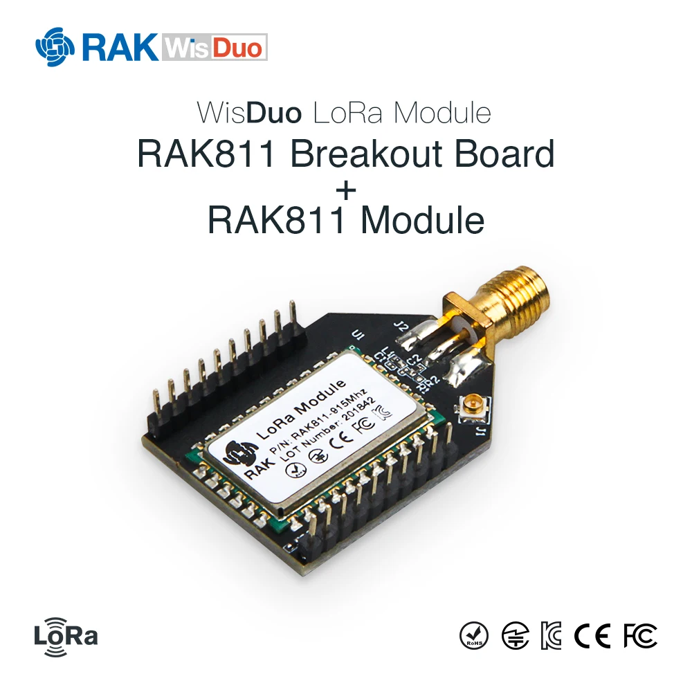 

RAK811 Open Source Development Board LoRa WiFi Module Quickly Test Breakout Board Small Tiny Size 3.3V SMA + IPX 868/915MHz Q108