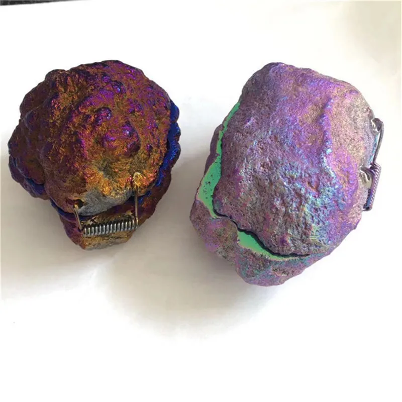 

Purple Aura Agate Geode Jewelry Box Natural Gemstone Hand Carved Crystals Healing Stones For Gifts