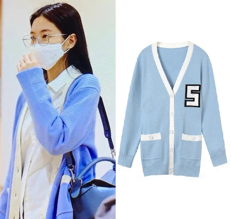 

Трикотажный кардиган с длинным рукавом и V-образным вырезом