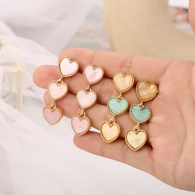 

New Arrival Fashion Colorful Acrylic Earrings for Women Lovely Peach Heart Dangling Exaggerated Brincos Femme 2020