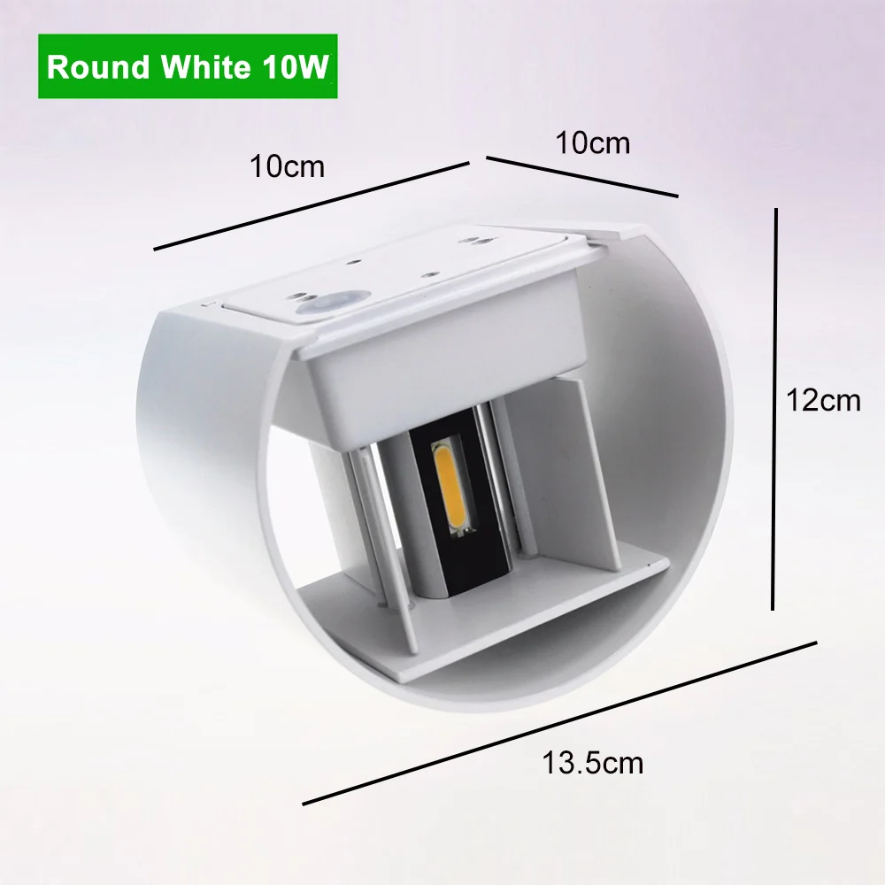 Round White 10W Открытый водонепроницаемый IP65 Настенный светильник 7 Вт/10 Вт крыльцо Светильник AC90-260V садовый светильник украшение датчик движения Ночной Настенный светильник ZBW0002 - Испускаемый цвет: Round White 10W