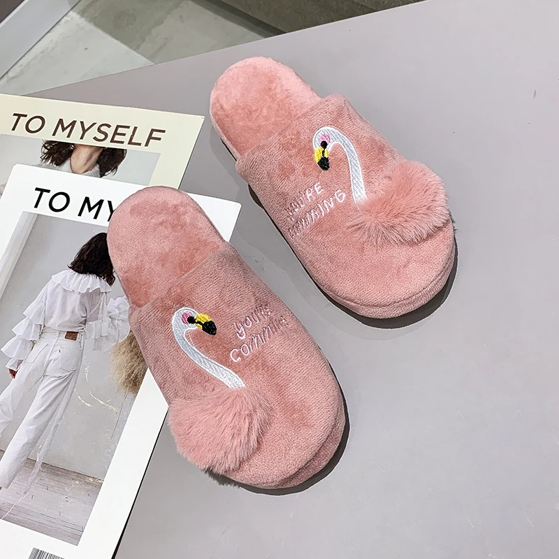 2020 г. Новые осенние женские благородные тапочки с лебедем Повседневная Милая