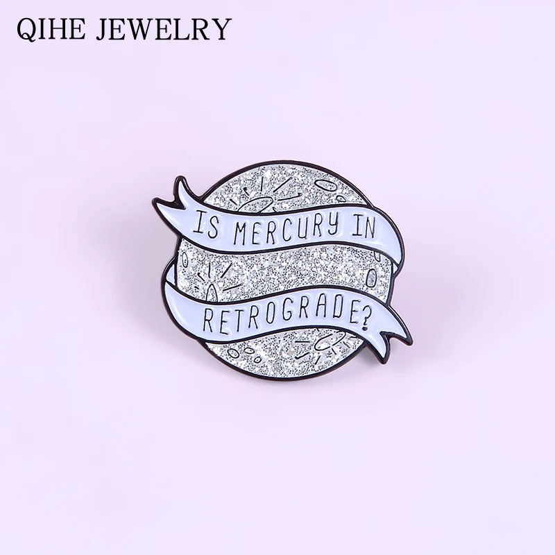 Ретроградный Меркурий брошь блеск планета эмали штырь металлический знак одежда