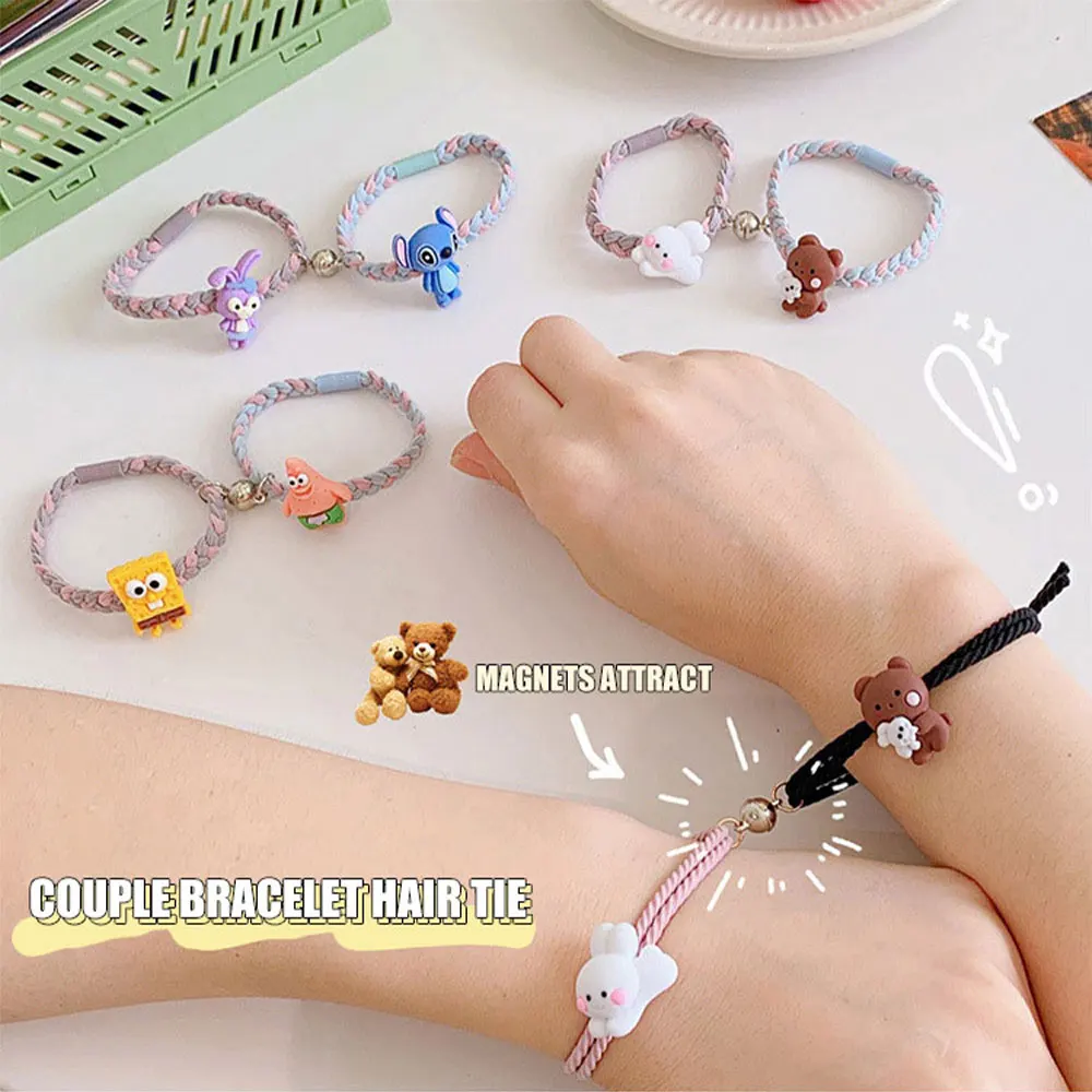 

W&G Couple Kawaii Magnetic Suction Hand Rope CuteHair Ring Star Children Rubber Band 2021