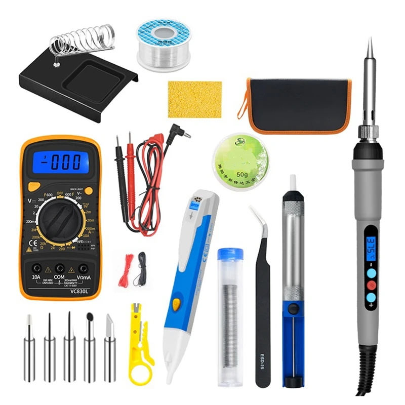 

Temperature Electric Soldering Iron Kit,220V 60W Soldering Iron Kit with Multimeter Welding Tool Kits