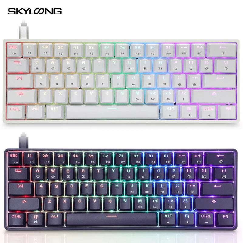 skyloong gk61 sk61 mechanical keyboard wireless bluetooth gaming multi color rgb led backlit programmable keyboard for desktop free global shipping
