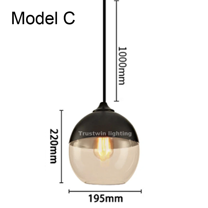 Промышленный Ретро подвесной светильник из железа и стекла стильный для
