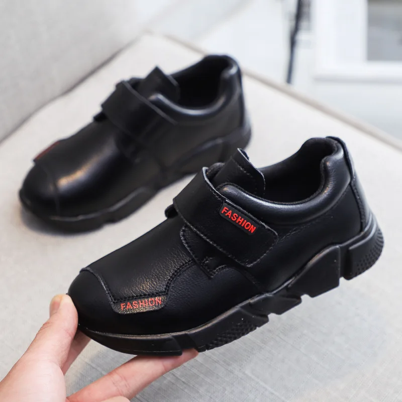 Мокасины детские кожаные лоферы Униформа плоская подошва строгие туфли для