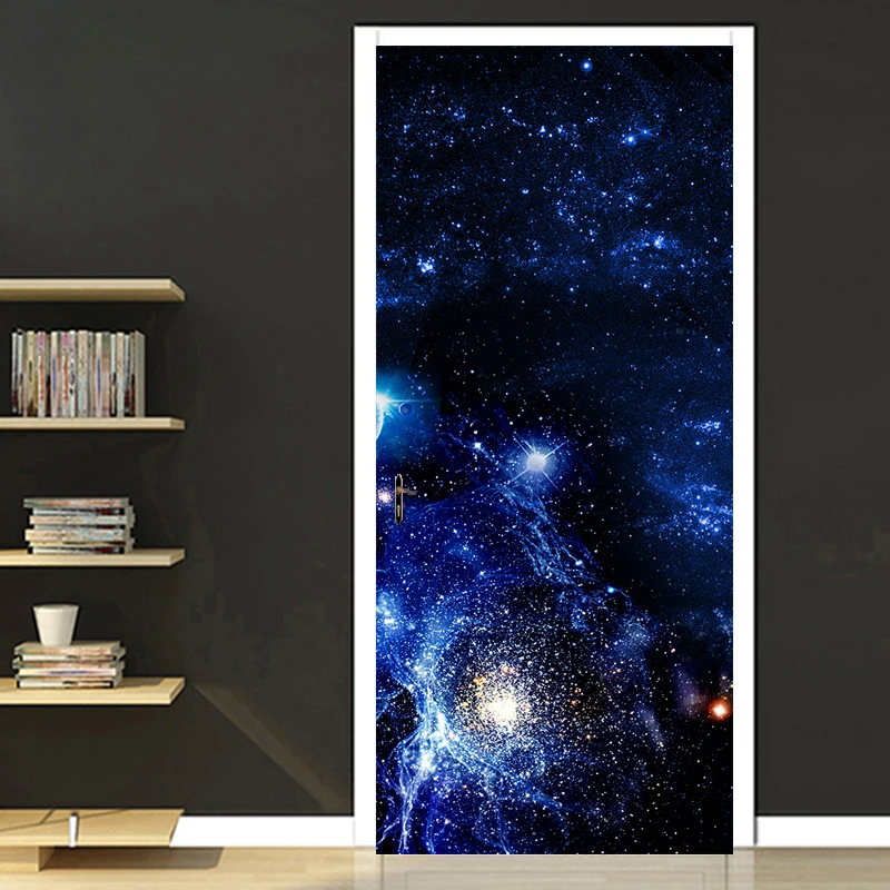 

3D Starry Sky Poster Door Decoration Sticker Wall Mural PVC Waterproof Self Adhesive Living Room Bedroom Door Wallpaper Decal