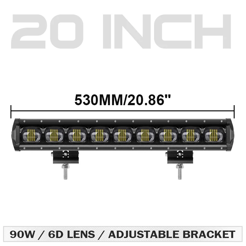 1x 20 inch 6D light Racbox 8 до 14 лет, 20 27; большие размеры 34-40 дюймов 6D объектив Автомобильный светодиодный рабочий светильник бар 6000K белое пятно луча для бездорожья 4x4 грузовик УАЗ ATV внедорожник ели 12V 24V - Цвет: 1x 20 inch 6D light