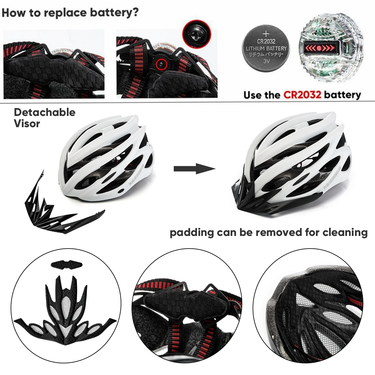 Велосипедный шлем KINGBIKE Сверхлегкий белый велосипедный с козырьком