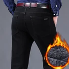 2022 толстые бархатные брюки, теплые джинсы, повседневные флисовые брюки, мужские зимние джинсы, Мужские Черные Облегающие Стрейчевые