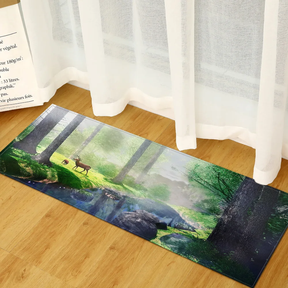 

Washable Non-slip Kitchen Carpet Floor Mat Living Room Rugs Bathroom Entrance Door Doormat Bath Mats Hallway Printed Floor Rug