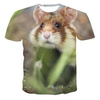 2021 new rodent cute hamster spring and summer 3d printed t shirt funny cheek animal comfortable casual round neck top can be cu