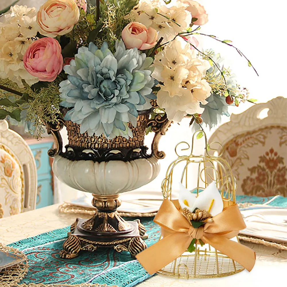 Мини ретро Клетка коробки для конфет шоколада с бантом вечеринки в пользу