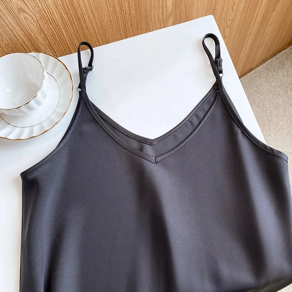 

Acetate Satin Suspender Women's Dress Casual Inner Base Dresses Fashion Summer Suspenders Skirts Boho Temperament Long Skirt E72