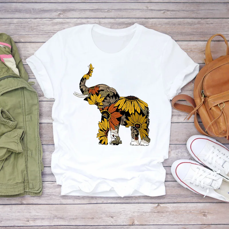 Женская футболка с коротким рукавом и принтом подсолнуха кофе цветов 90s | одежда