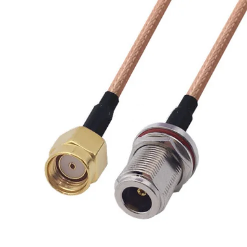 

RG400 Cable RP-SMA Male to N Female bulkhead Double Shielded Copper Braid Coax Low Loss Jumper Cable