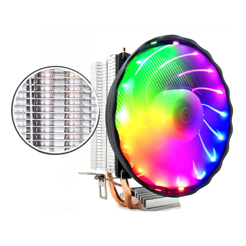 Прочный 12 в RGB вентилятор Led CPU кулер 3 Pin 2 тепловые трубки Настольный компьютер