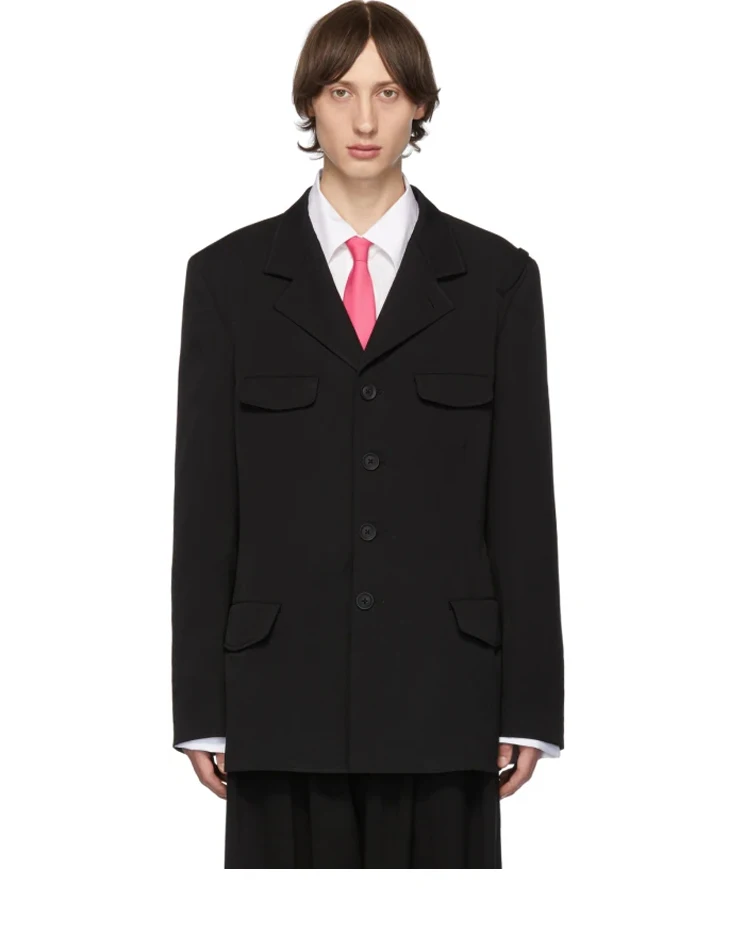 Осенняя новинка мужское черное однорядное повседневное пальто в европейском и