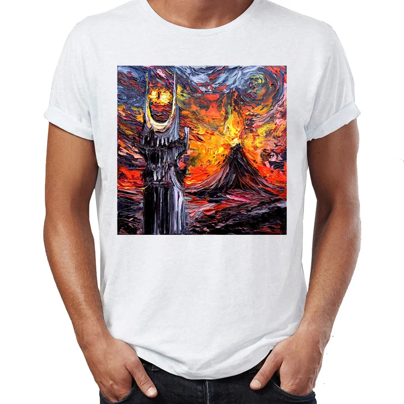 Мужская футболка с принтом Винсента Ван Гога звездная ночь кольцо Мордор | одежда