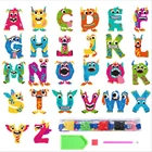 Набор для алмазной живописи, 26 букв, 5D, милая мультяшная Лазерная Русалка, единорог, динозавр, Алмазная наклейка по номерам, детское искусство