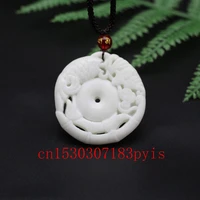 chinese natural white jade carp pendant necklace double sided hollow out carved charm jewelry fashion amulet for men women gifts