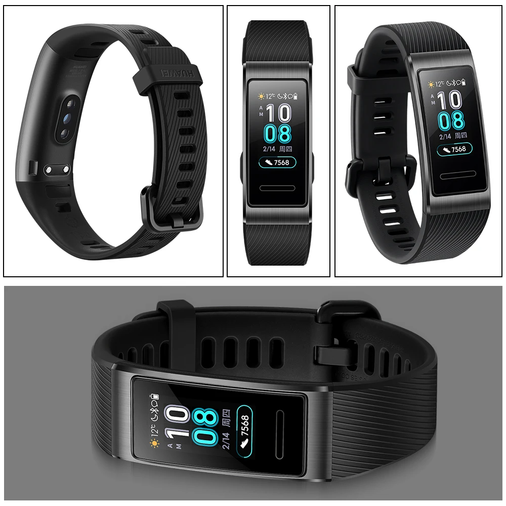huawei Band 3 Pro gps Amoled 0,95 'Полноцветный Сенсорный Водонепроницаемый металлический браслет с датчиком пульса для плавания и сна