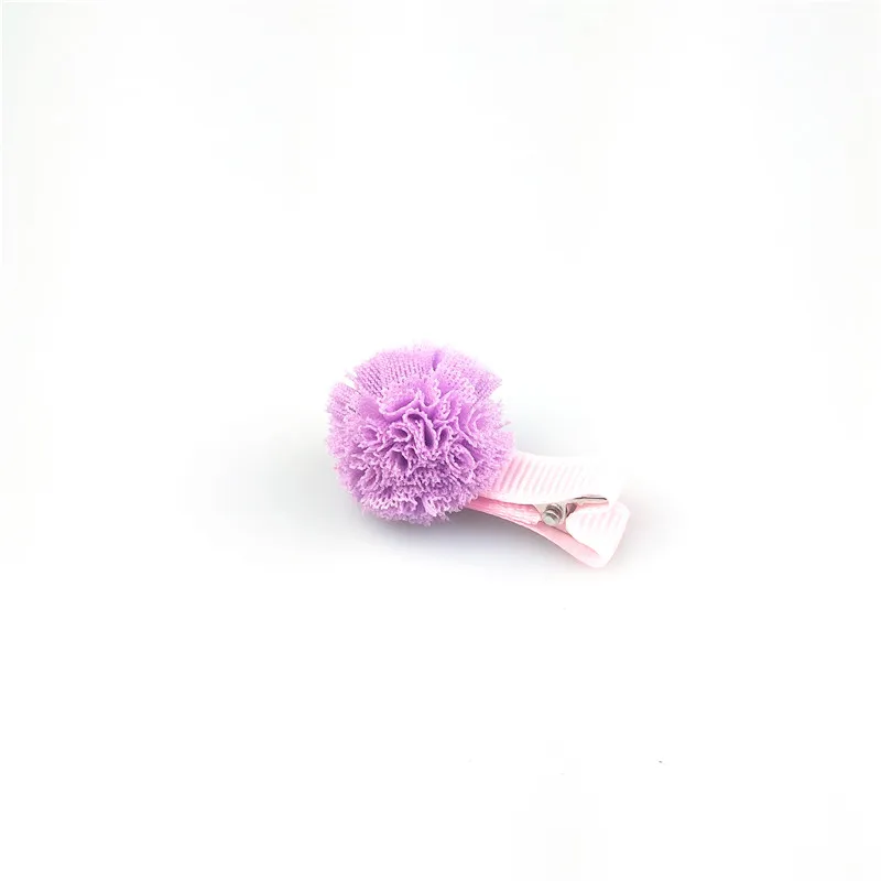 1pcs 5cm Hairpins Snap Hair Clips for Children Girls Hair Accessories Baby Cute Hair Clip Pins Gauze ball Color Metal Barrette - Цвет: C2 Purple