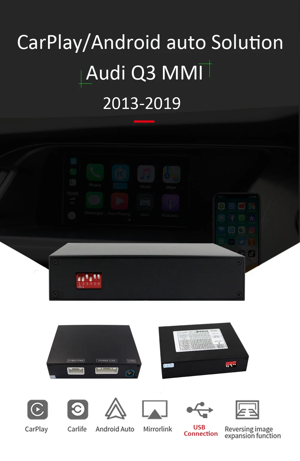 Carlinkit проводной Apple Carplay декодер для Audi Q3 MMI 2013- muItimedia интерфейс CarPlay Android авто комплект модернизации