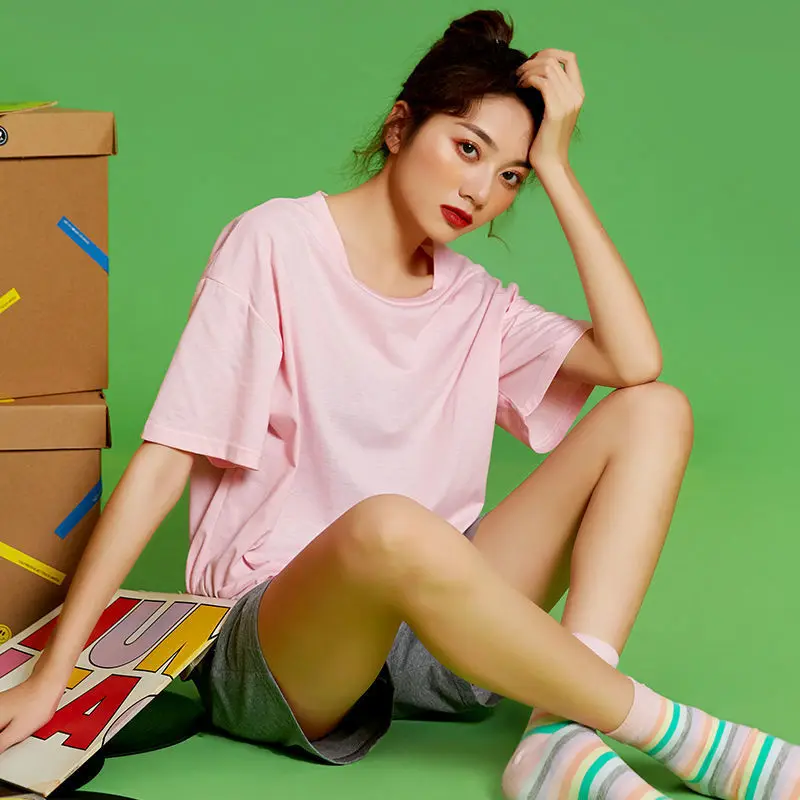 Pajamas Women's Pure Cotton New Spring and Summer Short-sleeved Cute and Sweet Home Service Two-piece Suit for Summer Outer Wear