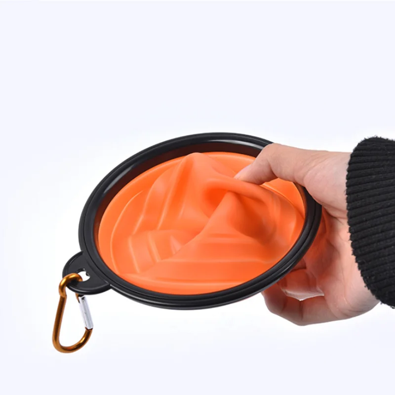 

Silicone Dog Folding Feeder Bowl Pet Food Water Container Cat Dog Travel Foldable Bowl Pet Feeding Supplies With Carabiner