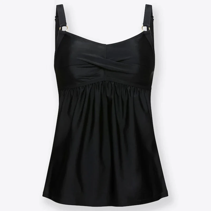 Black Push Up Twist Tankini 2022 Swimdress Hot Sale Ring Linked Shoulder Swismuit Skirt Swimwear Drawstring Bikini Swimming Suit | Спорт и