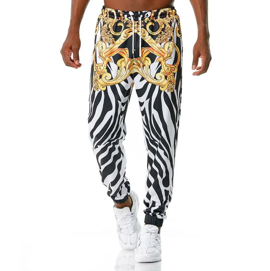 

Luxury Royal Men Joggers Sweatpant 3D Floral Print Trouser Jogging Pants Men Hip Hop Streetwear Elastic Waist Harem Trousers Man