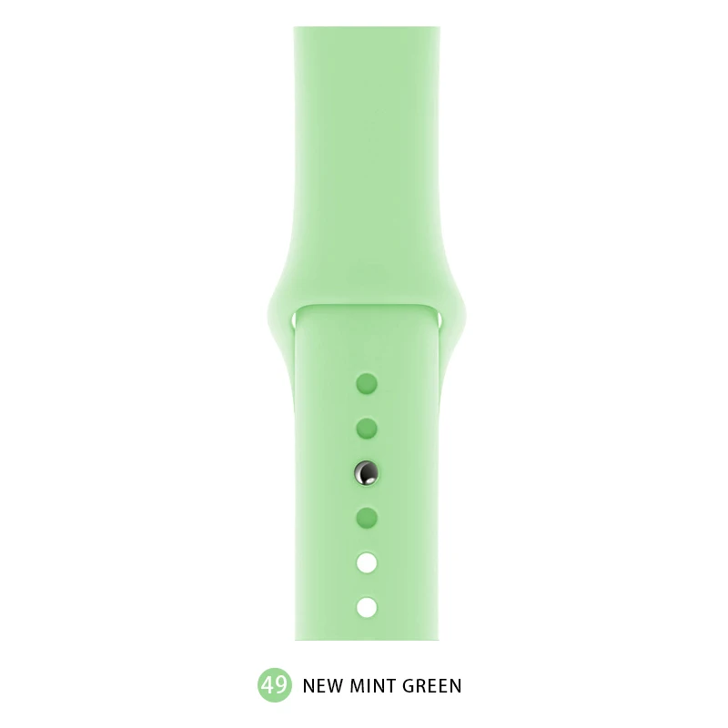 New mint Мягкий силиконовый сменный спортивный ремешок для Apple Watch версии 4, 3, 2, 1, 42 мм, 38 мм, браслет на запястье, ремешок для iWatch 4, 40 мм, 44 мм, спортивный - Цвет ремешка: New mint