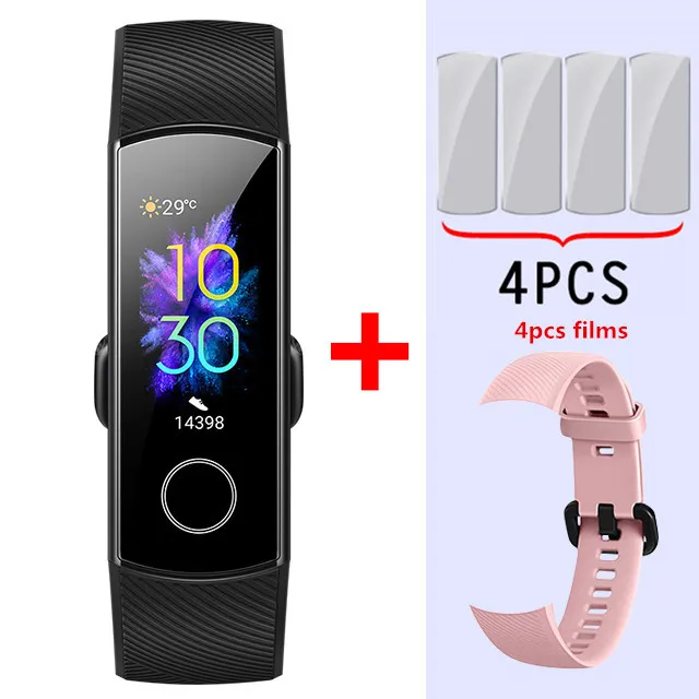 black add pink Умный Браслет huawei Honor Band 5, Оксиметр крови, кислород, волшебный цвет, сенсорный экран, для плавания, для обнаружения сердечного ритма, сна, сна - Цвет: black add pink